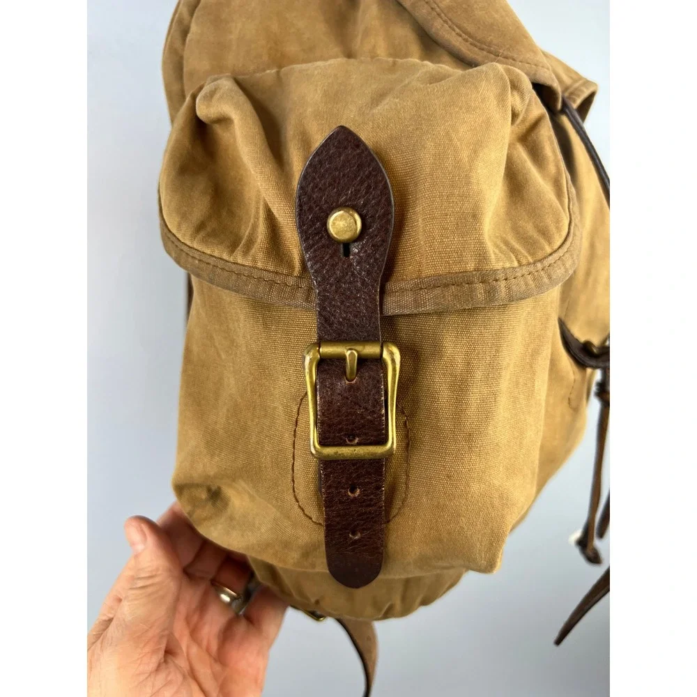 J. Crew Dry Goods Abingdon Waxed Canvas Leather Straps Rucksack Adventure Bag
